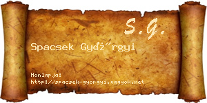 Spacsek Györgyi névjegykártya